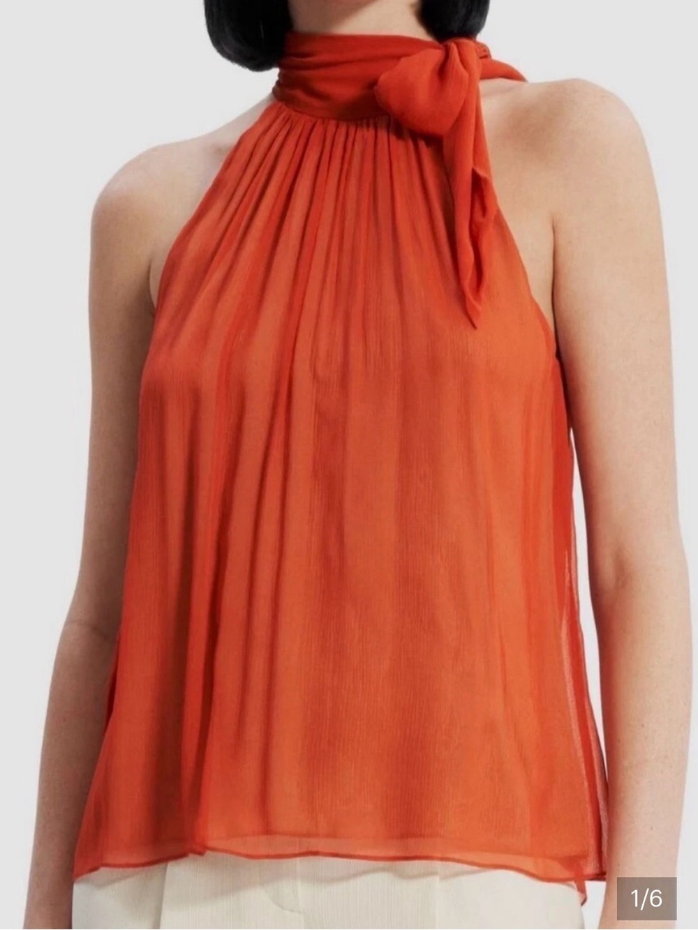 Theory Halter Bow Top Shirt 100% SILK